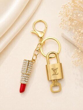 Authentic Louis Vuitton Gold Padlock 🔒 Key Set w/ Unbranded Lipstick Bag Charm